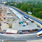 imagem aérea das obras do novo terminal integrado Igarassu