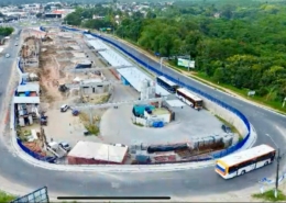 imagem aérea das obras do novo terminal integrado Igarassu